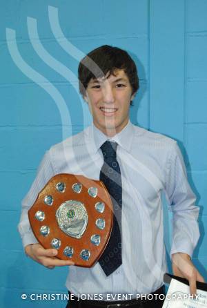 Jordan Parker with the Rossiter Shield for achievement in Physical Education Studies. Photo 14.