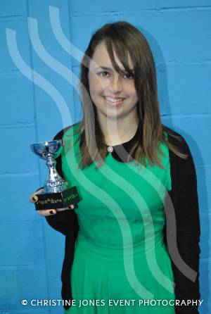 Sophie Harries with the award for outstanding contribution to Year 11. Photo 29