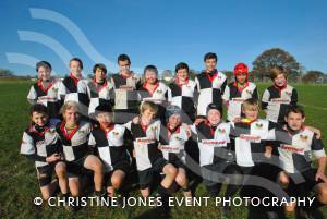 Ivel Barbarians U13s celebrate after their 34pts-nil win over Midsomer Norton U13s on November 18, 2012. Photo 62.
