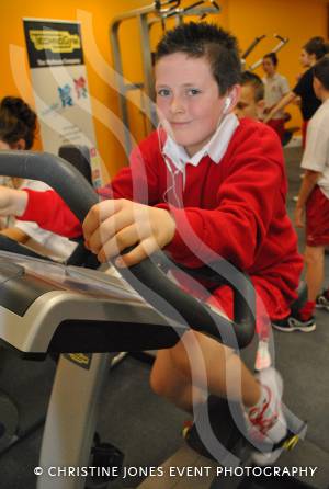 Getting on her bike for Children in Need at Preston School in Yeovil is Liam Platt.