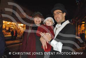 Ilminster Victorian Evening and Xmas Lights 2012: Ben and Emma Higgs with little Amira. Photo 23