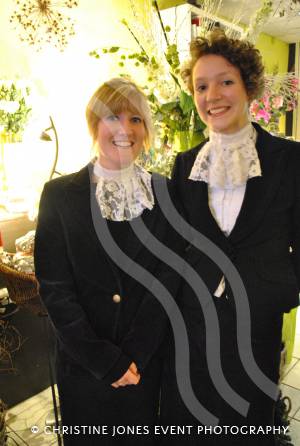 Ilminster Victorian Evening and Xmas Lights 2012: Holly Jane Harris and Jacalyn Dobson at Cottage Flowers, Ilminster. Photo 25