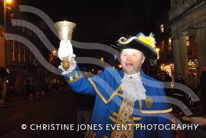 Town crier Stuart Cumming at Chard Christmas Lights switch-on on November 30, 2012. Photo 3