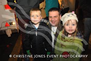 Luc Logan with Archie Logan, four, and Mia Logan, three, at Chard Christmas Lights switch-on on November 30, 2012. Photo 13