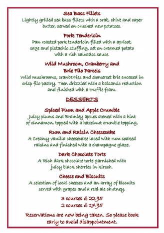 CHRISTMAS 2014: Festive menu at the Brewers Arms