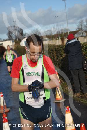 Chard Flyer 2013: Winner Tim Hawkins stops his watch as he crosses the line. Photo 49
