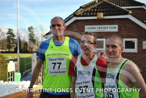 Chard Flyer 2013: Winner Tim Hawkins, centre, with runner-up Paul Rose, right, and third-placed Mike Feighan. Photo 52