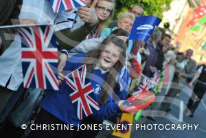 May 2012: Some of the crowds in Ilminster for the arrival of the Olympic Torch relay.