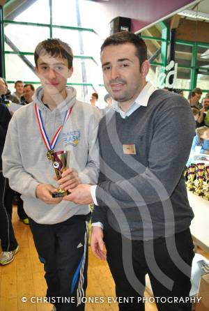 Aquathlon at Yeovil Part 2 – March 1, 2015: Presentations in the junior, youth and adult sections with Rhys Mabey of LED Leisure. Jack Turner. Photo 3