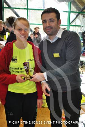 Aquathlon at Yeovil Part 2 – March 1, 2015: Presentations in the junior, youth and adult sections with Rhys Mabey of LED Leisure. Victoria Voysey. Photo 6