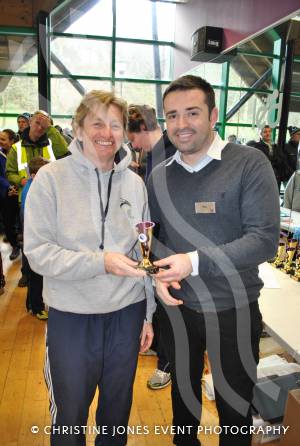 Aquathlon at Yeovil Part 2 – March 1, 2015: Presentations in the junior, youth and adult sections with Rhys Mabey of LED Leisure. Pip Loder. Photo 12