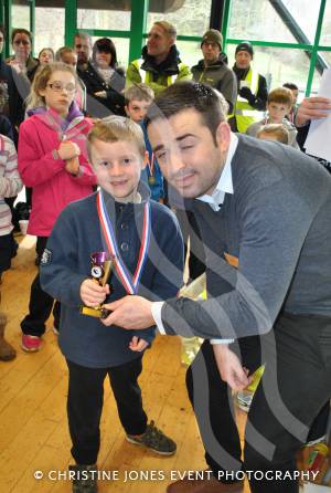 Aquathlon at Yeovil Part 3 – March 1, 2015: Presentation of the TriStars age group awards at the Yeovil Aquathlon organised by the Wessex Wizards Triathlon Club and presented by Rhys Mabey of LED Leisure. Adam Harriss. Photo 4