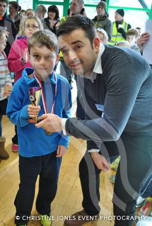 Aquathlon at Yeovil Part 3 – March 1, 2015: Presentation of the TriStars age group awards at the Yeovil Aquathlon organised by the Wessex Wizards Triathlon Club and presented by Rhys Mabey of LED Leisure. Toby Tyler. Photo 5