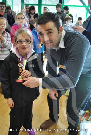 Aquathlon at Yeovil Part 3 – March 1, 2015: Presentation of the TriStars age group awards at the Yeovil Aquathlon organised by the Wessex Wizards Triathlon Club and presented by Rhys Mabey of LED Leisure. Hannah Blundy. Photo 9