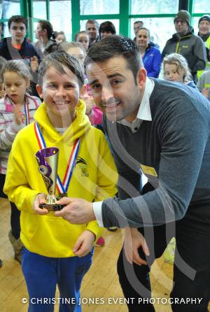 Aquathlon at Yeovil Part 3 – March 1, 2015: Presentation of the TriStars age group awards at the Yeovil Aquathlon organised by the Wessex Wizards Triathlon Club and presented by Rhys Mabey of LED Leisure. Oliver Loder. Photo 10
