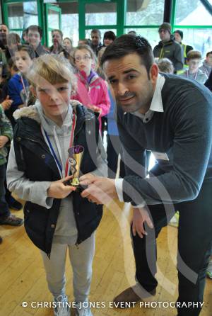 Aquathlon at Yeovil Part 3 – March 1, 2015: Presentation of the TriStars age group awards at the Yeovil Aquathlon organised by the Wessex Wizards Triathlon Club and presented by Rhys Mabey of LED Leisure. Charleigh Parsons. Photo 11