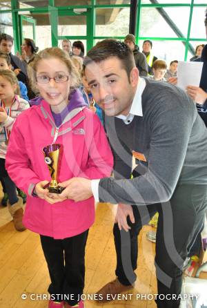 Aquathlon at Yeovil Part 3 – March 1, 2015: Presentation of the TriStars age group awards at the Yeovil Aquathlon organised by the Wessex Wizards Triathlon Club and presented by Rhys Mabey of LED Leisure. Jasmine Caley. Photo 12
