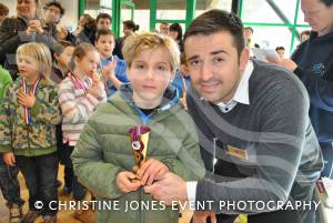 Aquathlon at Yeovil Part 3 – March 1, 2015: Presentation of the TriStars age group awards at the Yeovil Aquathlon organised by the Wessex Wizards Triathlon Club and presented by Rhys Mabey of LED Leisure. Jake Fisher. Photo 15