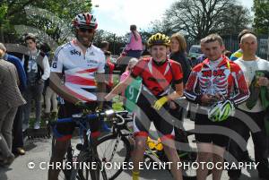 Pedal From Paris charity bike ride Part 1 - May 3, 2015: Just over 100 cyclists returned to Yeovil Town FC to complete a 241-mile charity bike ride from Paris to Yeovil. Photo 20