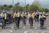 Pedal from Paris charity bike ride Part 2 – May 3, 2015: Just over 100 cyclists returned to Yeovil Town FC to complete a 241-mile charity bike ride from Paris to Yeovil. Photo 1