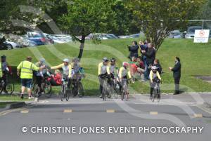 Pedal from Paris charity bike ride Part 2 – May 3, 2015: Just over 100 cyclists returned to Yeovil Town FC to complete a 241-mile charity bike ride from Paris to Yeovil. Photo 3