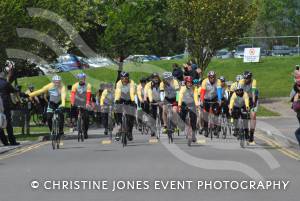 Pedal from Paris charity bike ride Part 2 – May 3, 2015: Just over 100 cyclists returned to Yeovil Town FC to complete a 241-mile charity bike ride from Paris to Yeovil. Photo 7