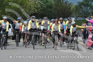 Pedal from Paris charity bike ride Part 2 – May 3, 2015: Just over 100 cyclists returned to Yeovil Town FC to complete a 241-mile charity bike ride from Paris to Yeovil. Photo 8