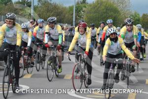 Pedal from Paris charity bike ride Part 2 – May 3, 2015: Just over 100 cyclists returned to Yeovil Town FC to complete a 241-mile charity bike ride from Paris to Yeovil. Photo 9