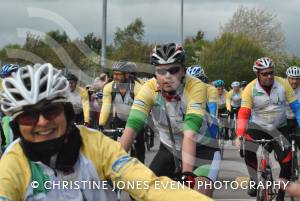 Pedal from Paris charity bike ride Part 2 – May 3, 2015: Just over 100 cyclists returned to Yeovil Town FC to complete a 241-mile charity bike ride from Paris to Yeovil. Photo 10
