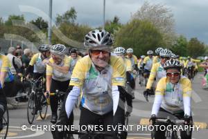 Pedal from Paris charity bike ride Part 2 – May 3, 2015: Just over 100 cyclists returned to Yeovil Town FC to complete a 241-mile charity bike ride from Paris to Yeovil. Photo 12
