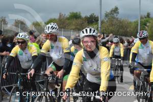 Pedal from Paris charity bike ride Part 2 – May 3, 2015: Just over 100 cyclists returned to Yeovil Town FC to complete a 241-mile charity bike ride from Paris to Yeovil. Photo 14