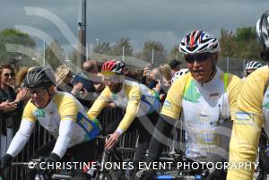 Pedal from Paris charity bike ride Part 2 – May 3, 2015: Just over 100 cyclists returned to Yeovil Town FC to complete a 241-mile charity bike ride from Paris to Yeovil. Photo 16