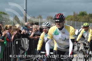 Pedal from Paris charity bike ride Part 2 – May 3, 2015: Just over 100 cyclists returned to Yeovil Town FC to complete a 241-mile charity bike ride from Paris to Yeovil. Photo 17