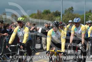 Pedal from Paris charity bike ride Part 2 – May 3, 2015: Just over 100 cyclists returned to Yeovil Town FC to complete a 241-mile charity bike ride from Paris to Yeovil. Photo 18