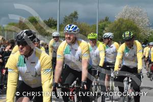 Pedal from Paris charity bike ride Part 3 – May 3, 2015: Just over 100 cyclists returned to Yeovil Town FC to complete a 241-mile charity bike ride from Paris to Yeovil. Photo 2