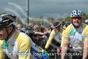 Pedal from Paris charity bike ride Part 3 – May 3, 2015: Just over 100 cyclists returned to Yeovil Town FC to complete a 241-mile charity bike ride from Paris to Yeovil. Photo 3