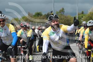 Pedal from Paris charity bike ride Part 3 – May 3, 2015: Just over 100 cyclists returned to Yeovil Town FC to complete a 241-mile charity bike ride from Paris to Yeovil. Photo 4