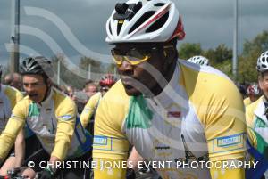 Pedal from Paris charity bike ride Part 3 – May 3, 2015: Just over 100 cyclists returned to Yeovil Town FC to complete a 241-mile charity bike ride from Paris to Yeovil. Photo 5