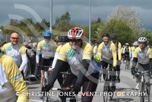 Pedal from Paris charity bike ride Part 3 – May 3, 2015: Just over 100 cyclists returned to Yeovil Town FC to complete a 241-mile charity bike ride from Paris to Yeovil. Photo 9