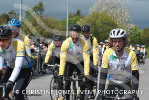 Pedal from Paris charity bike ride Part 3 – May 3, 2015: Just over 100 cyclists returned to Yeovil Town FC to complete a 241-mile charity bike ride from Paris to Yeovil. Photo 10