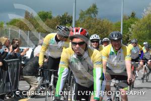 Pedal from Paris charity bike ride Part 3 – May 3, 2015: Just over 100 cyclists returned to Yeovil Town FC to complete a 241-mile charity bike ride from Paris to Yeovil. Photo 12