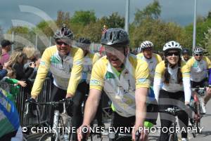 Pedal from Paris charity bike ride Part 3 – May 3, 2015: Just over 100 cyclists returned to Yeovil Town FC to complete a 241-mile charity bike ride from Paris to Yeovil. Photo 13