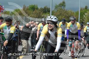 Pedal from Paris charity bike ride Part 3 – May 3, 2015: Just over 100 cyclists returned to Yeovil Town FC to complete a 241-mile charity bike ride from Paris to Yeovil. Photo 14