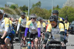 Pedal from Paris charity bike ride Part 3 – May 3, 2015: Just over 100 cyclists returned to Yeovil Town FC to complete a 241-mile charity bike ride from Paris to Yeovil. Photo 15