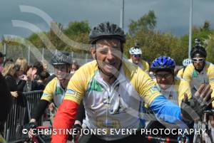 Pedal from Paris charity bike ride Part 3 – May 3, 2015: Just over 100 cyclists returned to Yeovil Town FC to complete a 241-mile charity bike ride from Paris to Yeovil. Photo 16