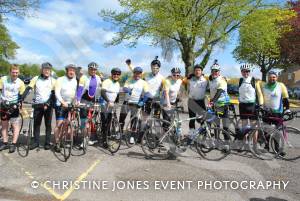 Pedal from Paris charity bike ride Part 4 – May 3, 2015: Just over 100 cyclists returned to Yeovil Town FC to complete a 241-mile charity bike ride from Paris to Yeovil. Photo 4