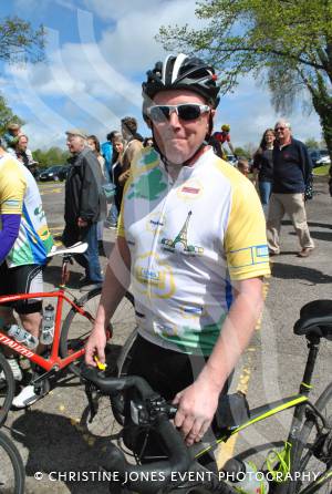 Pedal from Paris charity bike ride Part 4 – May 3, 2015: Just over 100 cyclists returned to Yeovil Town FC to complete a 241-mile charity bike ride from Paris to Yeovil. Photo 6