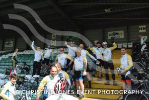 Pedal from Paris charity bike ride Part 4 – May 3, 2015: Just over 100 cyclists returned to Yeovil Town FC to complete a 241-mile charity bike ride from Paris to Yeovil. Photo 7
