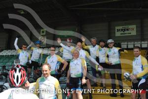 Pedal from Paris charity bike ride Part 4 – May 3, 2015: Just over 100 cyclists returned to Yeovil Town FC to complete a 241-mile charity bike ride from Paris to Yeovil. Photo 8
