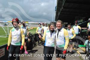 Pedal from Paris charity bike ride Part 4 – May 3, 2015: Just over 100 cyclists returned to Yeovil Town FC to complete a 241-mile charity bike ride from Paris to Yeovil. Photo 9